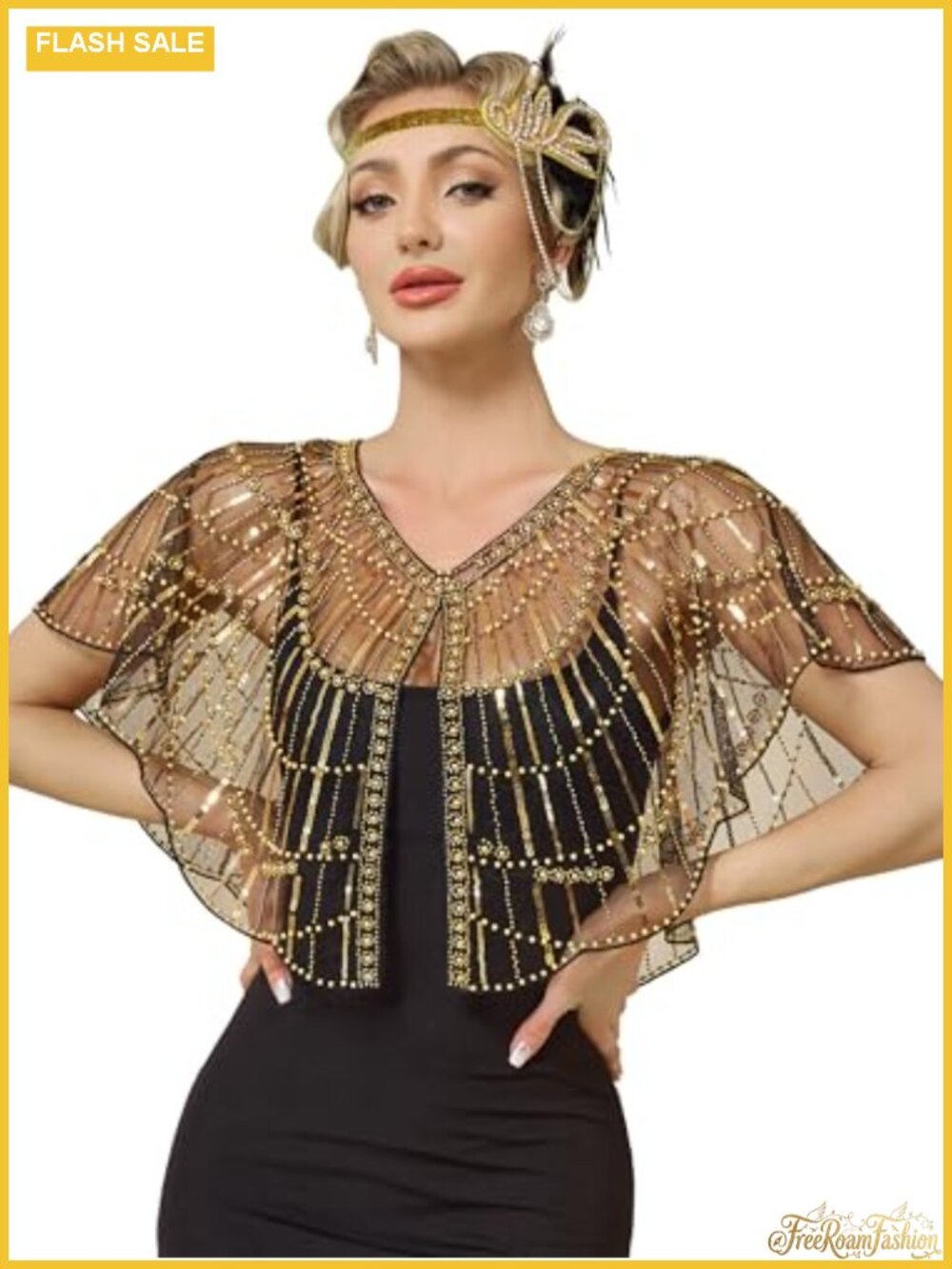 1920s Shawl Wraps for Women Sequin Beaded Evening Shawl One Size